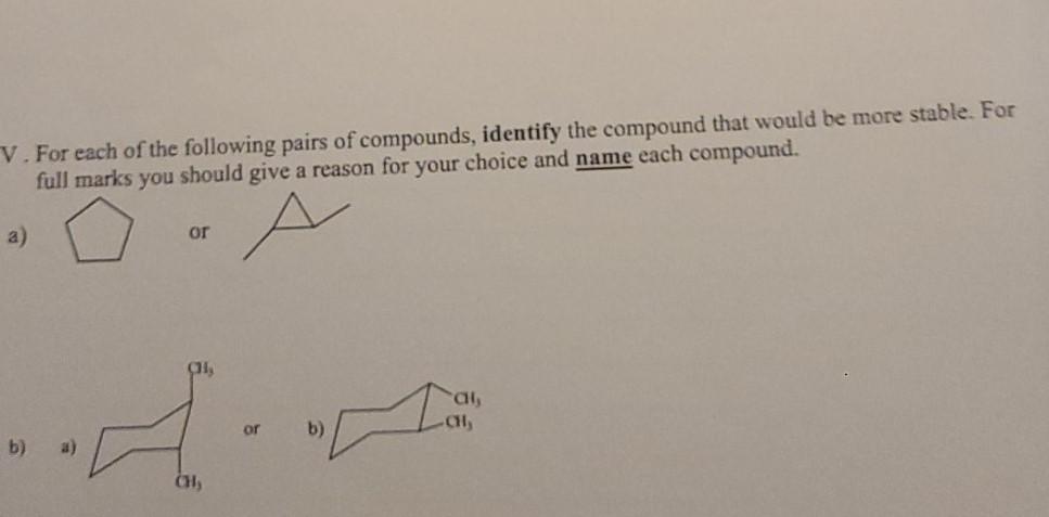 Solved V. For each of the following pairs of compounds, | Chegg.com