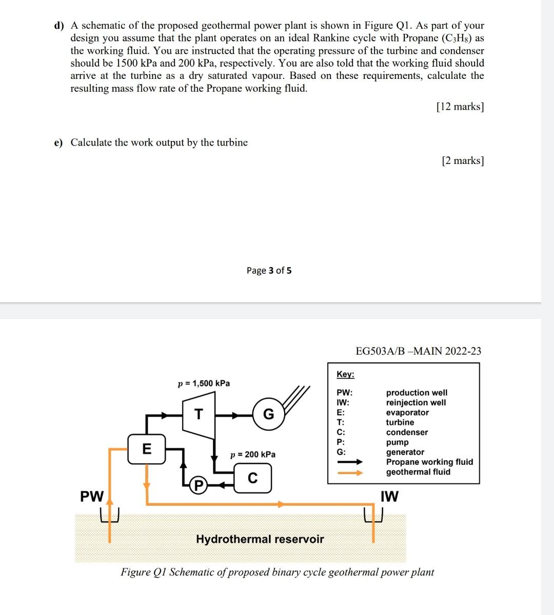 Solved D) A Schematic Of The Proposed Geothermal Power Plant | Chegg.com