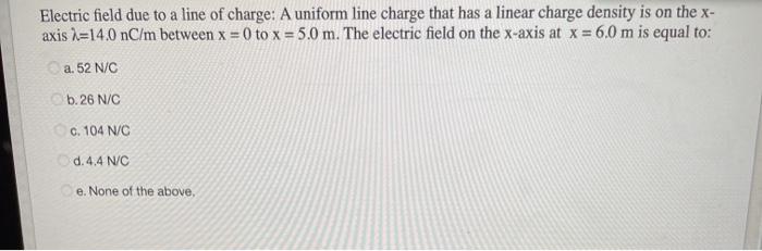 Solved Electric field due to a line of charge: A uniform | Chegg.com