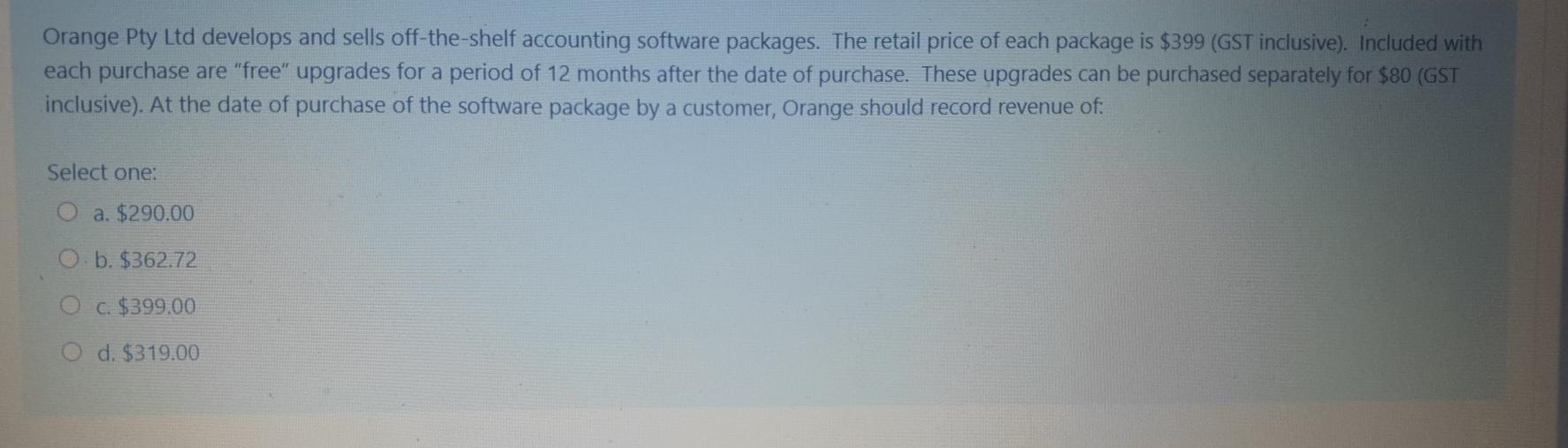 Solved Orange Pty Ltd develops and sells offtheshelf