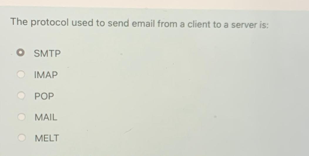 which protocol is responsible for sending email from client to server