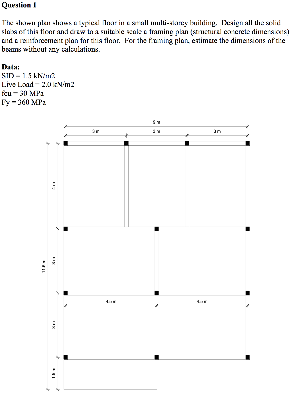 Solved Question 1The shown plan shows a typical floor in a | Chegg.com