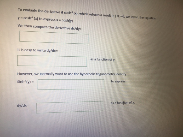 derivative of cosh y