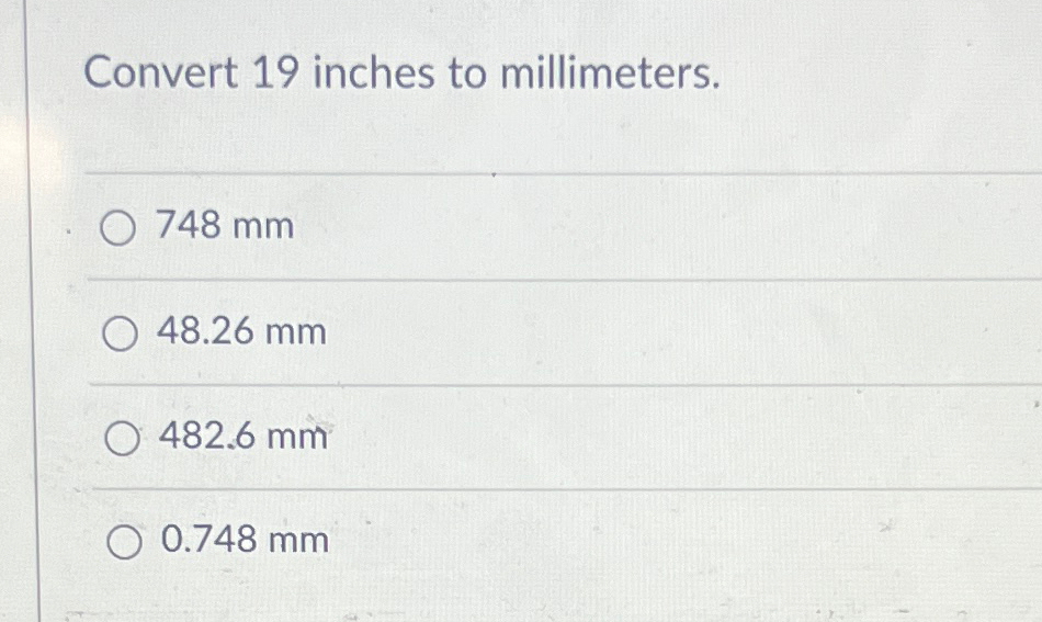 19 inches shop in millimeters