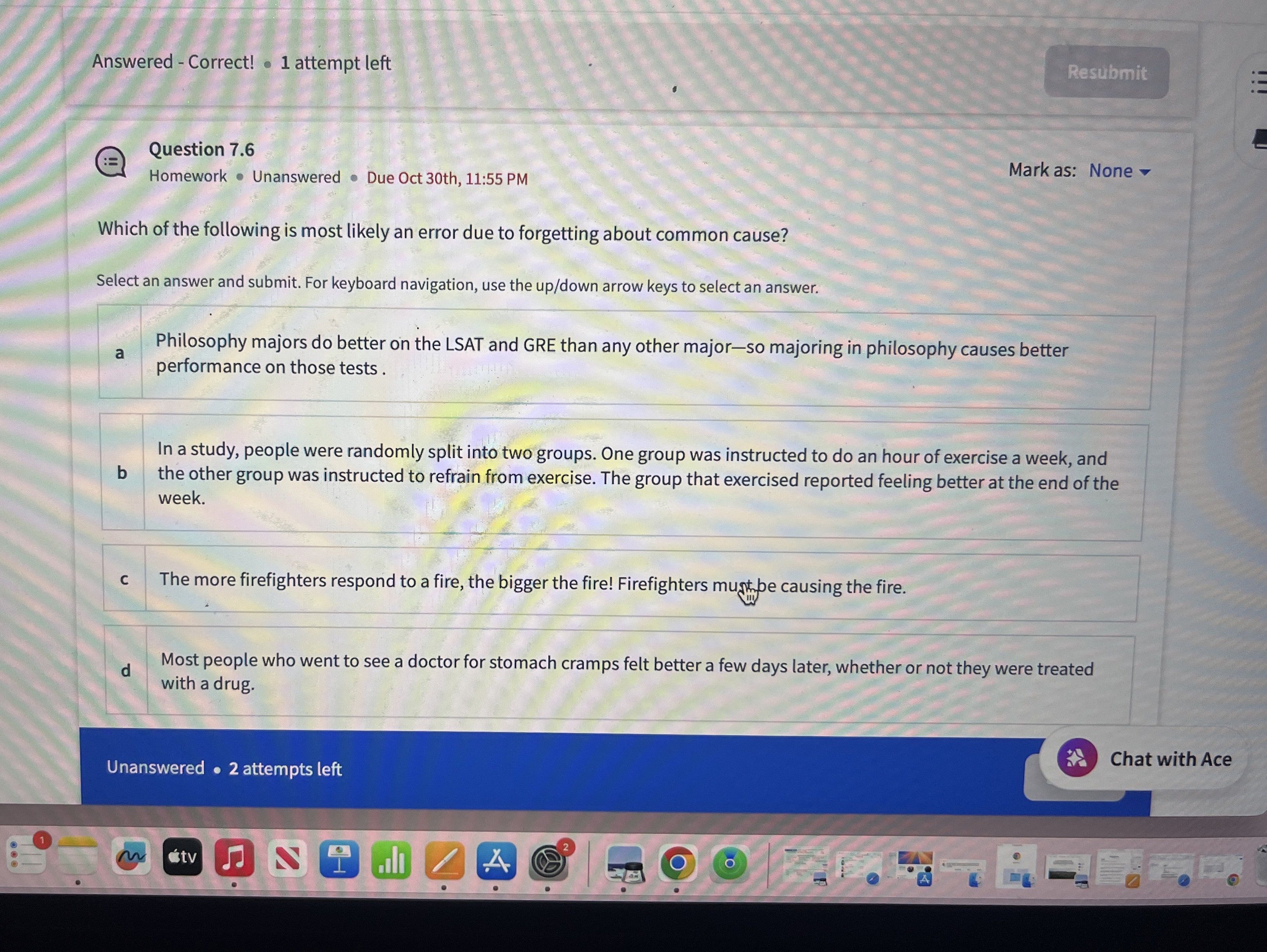 Solved Which of the following is most likely an error due to | Chegg.com