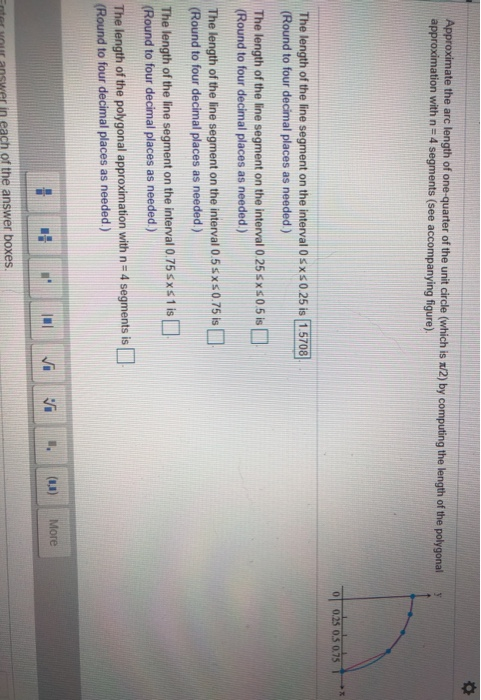 Solved Approximate the arc length of one-quarter of the unit | Chegg.com