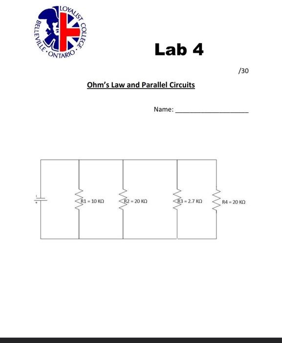 Solved Ohm's Law and Parallel Circuits /30 Name:1. Explain | Chegg.com