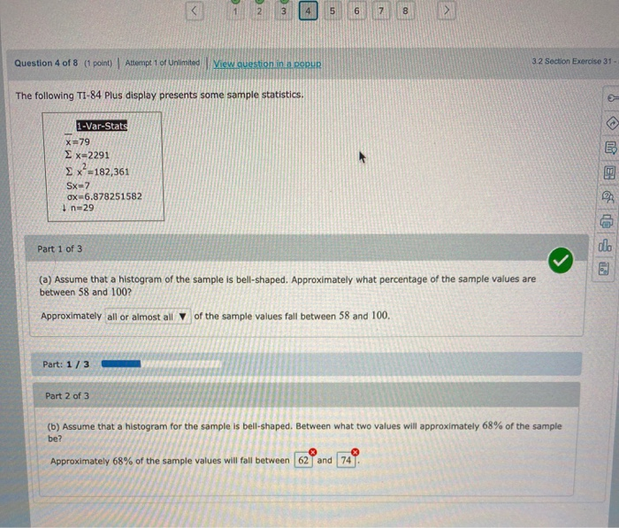 Solved 2 3 5 6 7 8 Question 4 of 8 (1 point) Attempt 1 of | Chegg.com