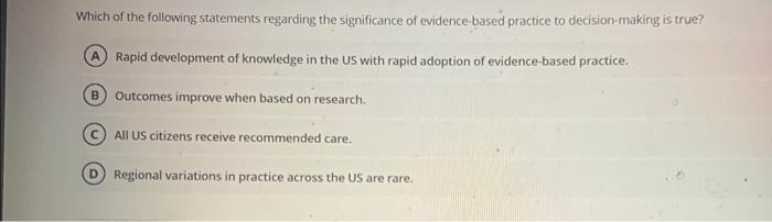 Solved Which of the following statements regarding the | Chegg.com