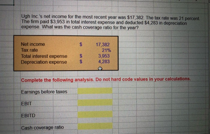 Solved Ugh Inc s Net Income For The Most Recent Year Was Chegg
