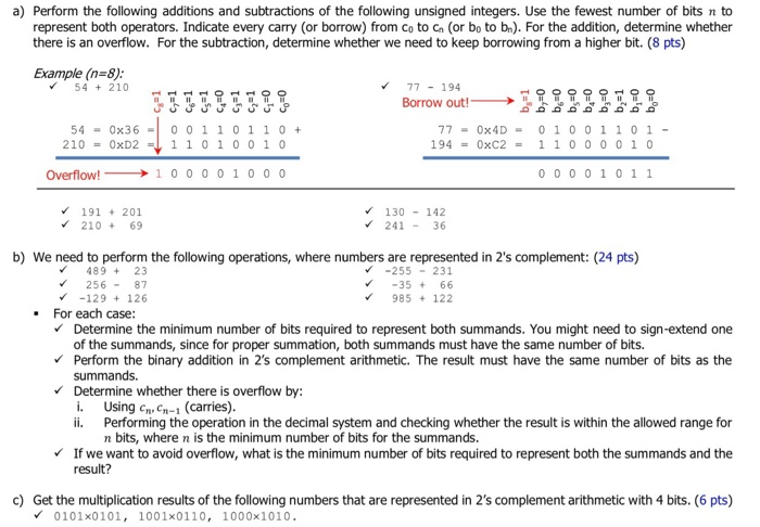 Solved a) Perform the following additions and subtractions | Chegg.com