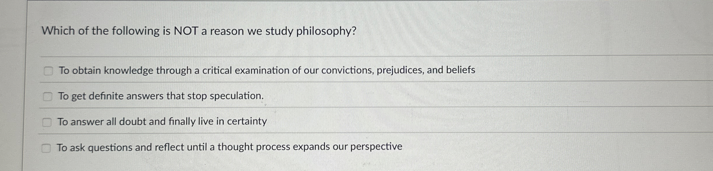 Solved Which of the following is NOT a reason we study | Chegg.com