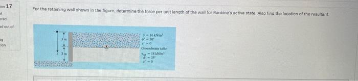 Solved For the retaining wall shown in the figure, determine | Chegg.com