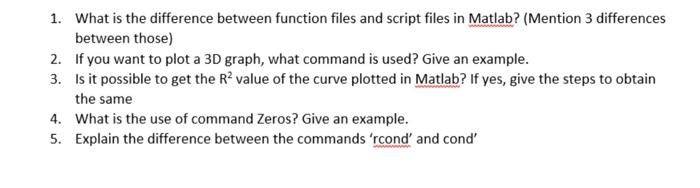 Solved 1. What is the difference between function files and | Chegg.com