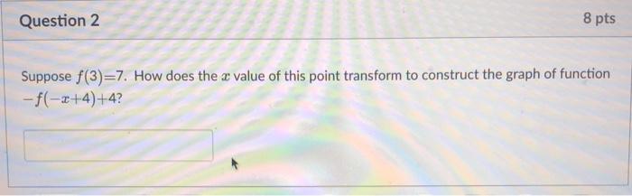 Solved Question 2 8 pts Suppose f(3)=7. How does the