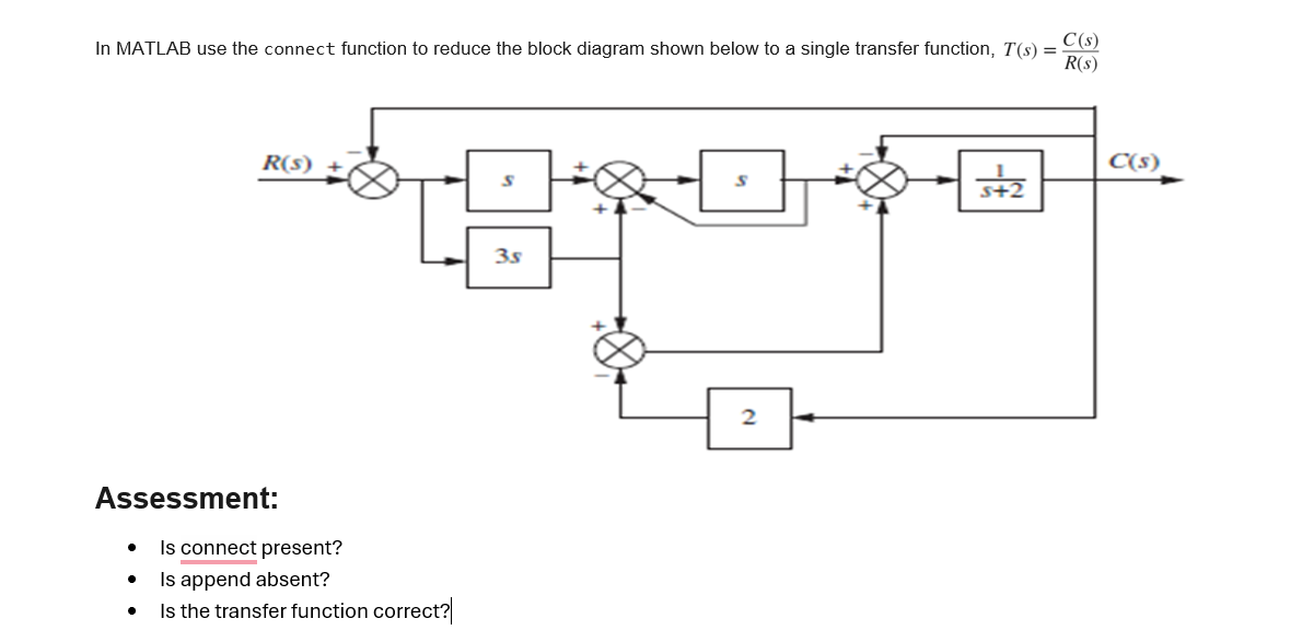 Solved In MATLAB use the connect function to reduce the | Chegg.com