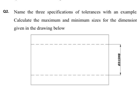 Solved Q2. Name the three specifications of tolerances with | Chegg.com