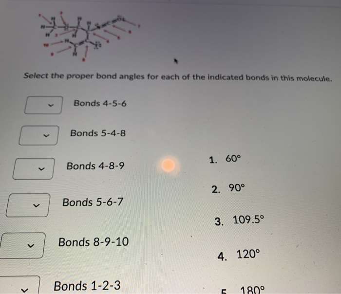 Solved Select The Proper Bond Angles For Each Of The | Chegg.com