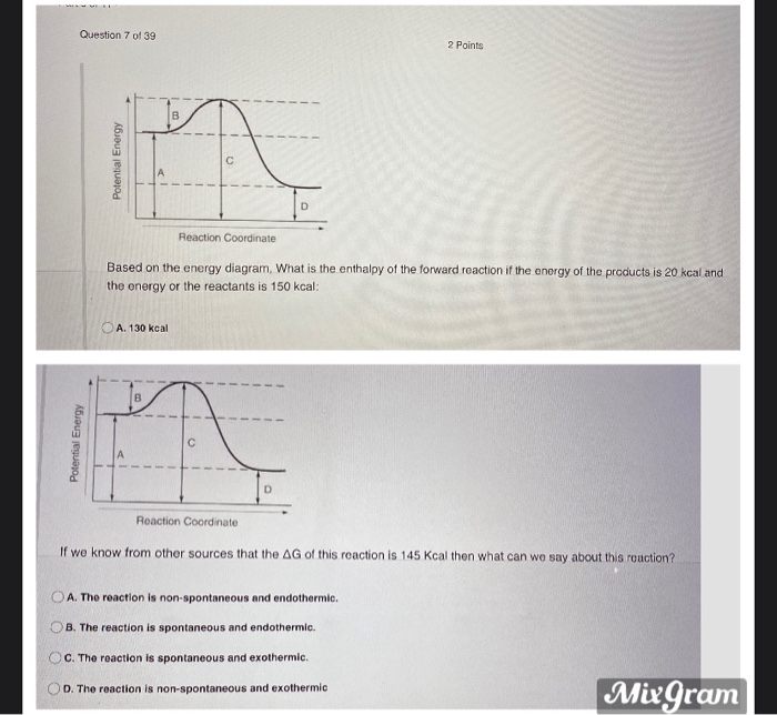 Solved Question 7 of 39 2 Points Potential Energy Reaction | Chegg.com