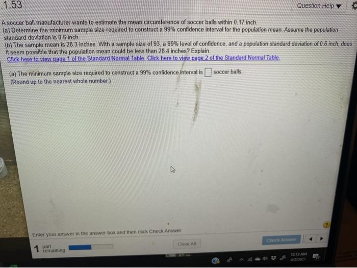 Solved X 6.1.47 Question Help Determine the minimum sample | Chegg.com
