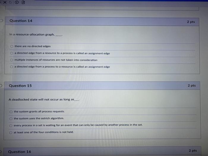 Solved Question 14 2 pts In a resource allocation graph | Chegg.com