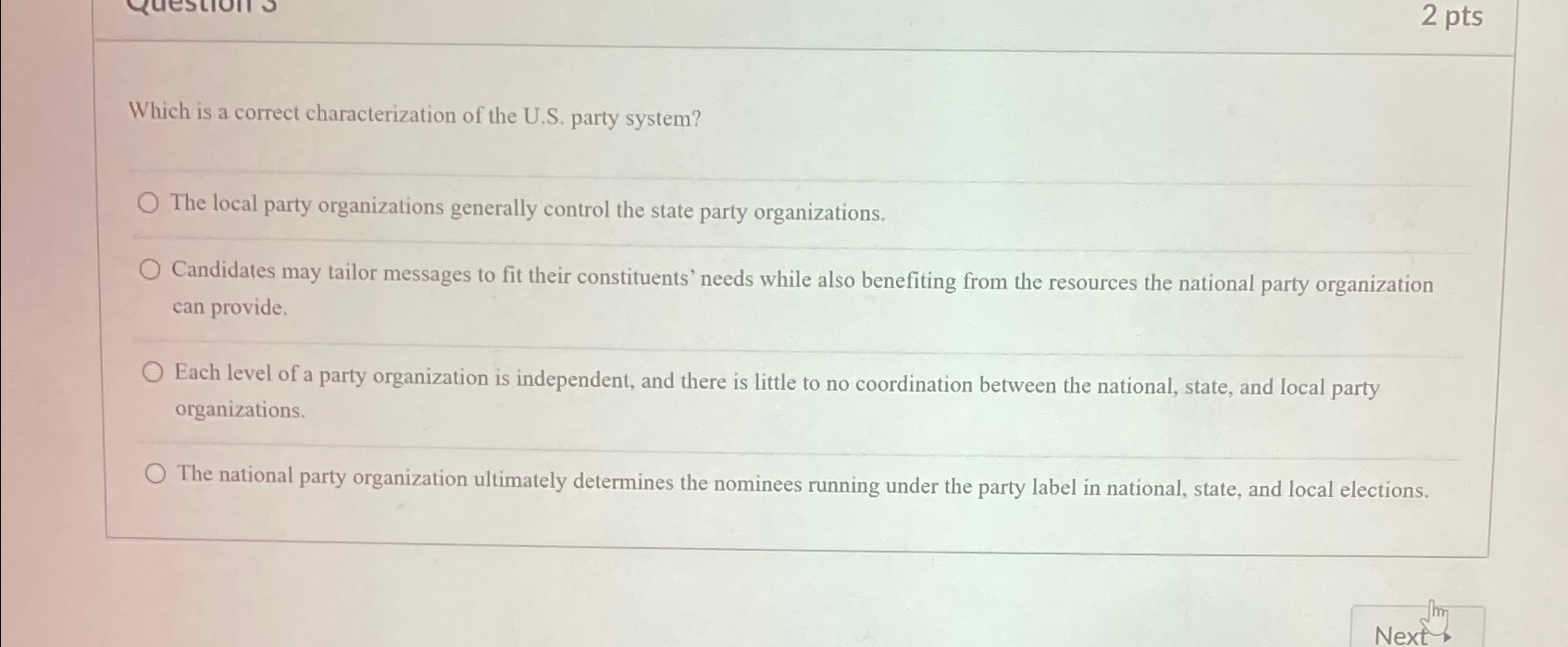 Solved 2 ﻿ptsWhich is a correct characterization of the U.S. | Chegg.com