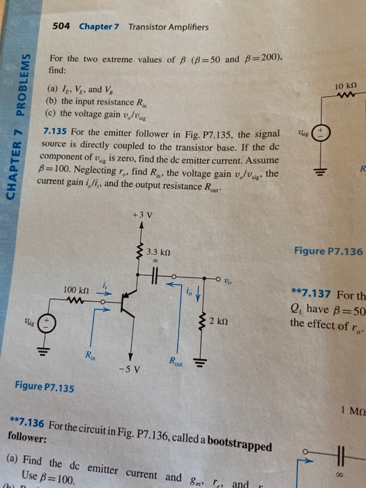 Solved 504 Chapter 7 Transistor Amplifiers For the two | Chegg.com