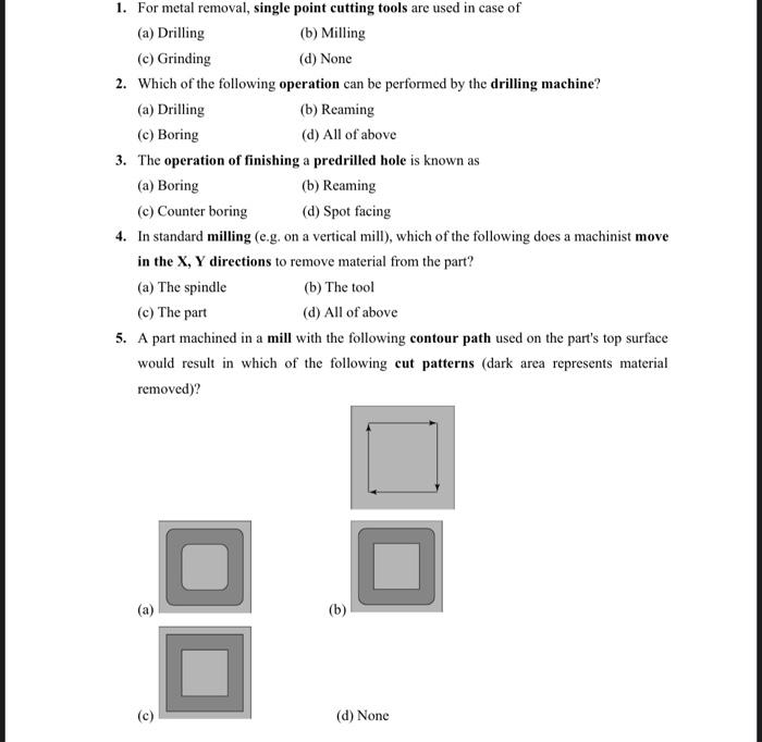 Solved 1. For metal removal, single point cutting tools are