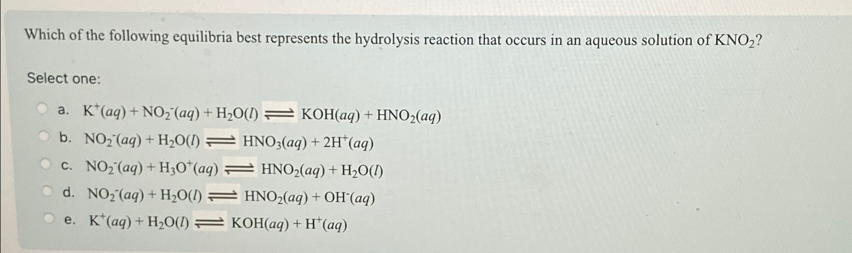 Solved Which of the following equilibria best represents the | Chegg.com