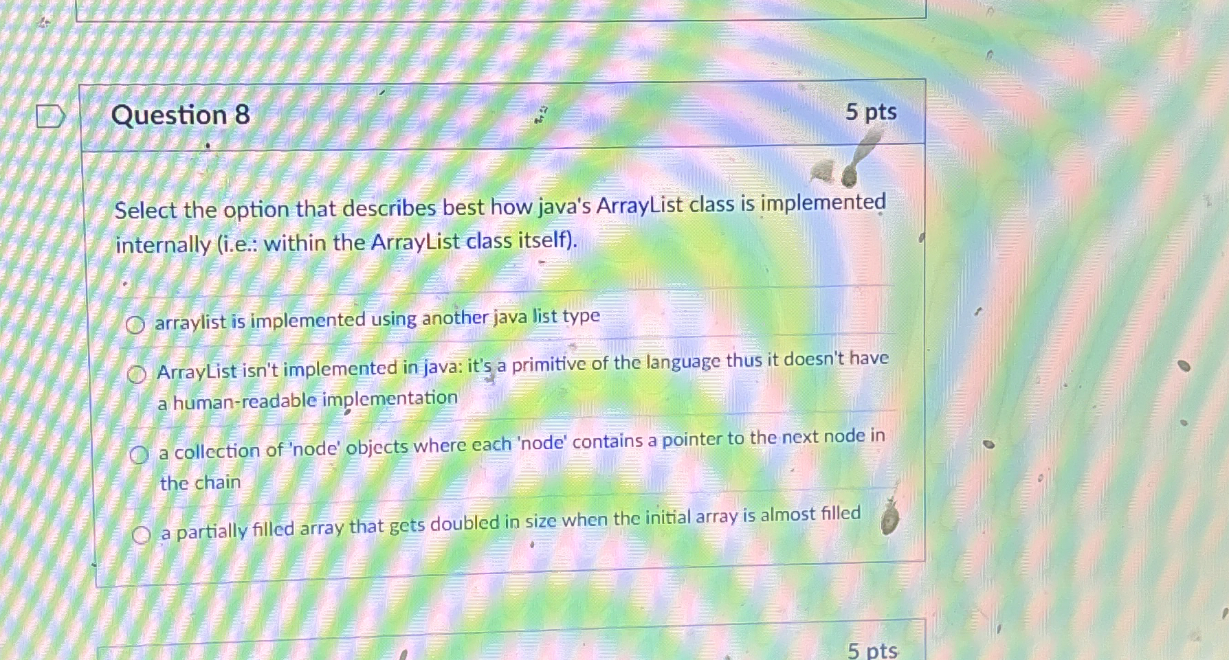 Solved Question 85 ﻿ptsSelect the option that describes best