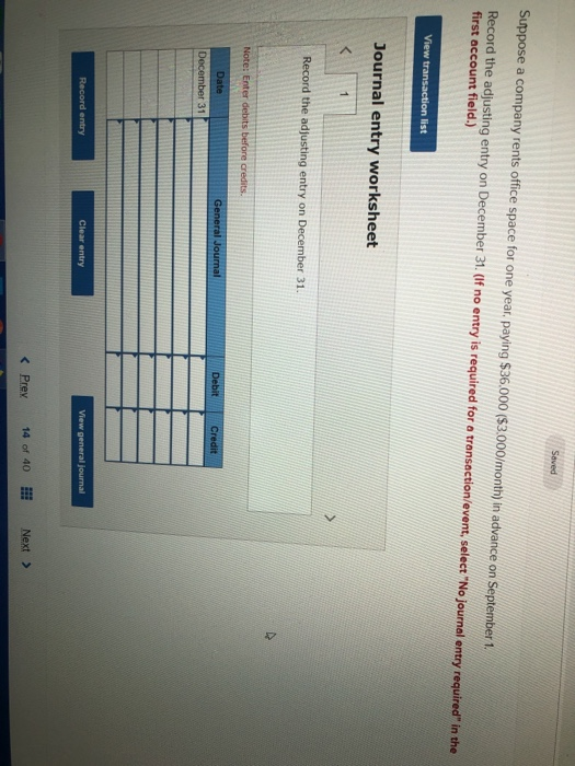 Solved Saved Suppose a company rents office space for one