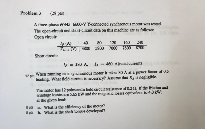 Solved Problem 3 (28 pts) A three-phase 60 Hz 6600-V | Chegg.com