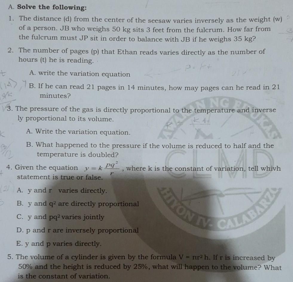 Solved A Solve The Following 1 The Distance D From T Chegg Com