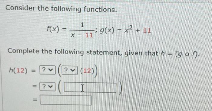 Solved Consider the following functions. f(x) = 1 -; g(x) = | Chegg.com