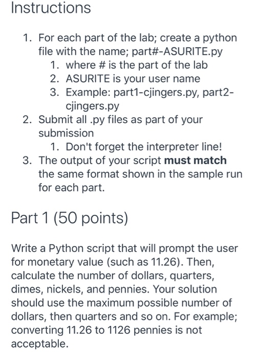 Solved Instructions 1. For each part of the lab; create a | Chegg.com