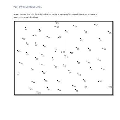 Solved Part Two: Contour Lines Draw contourines on the map | Chegg.com