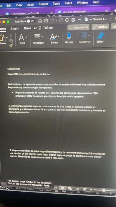 sectiden: \( 0+0 \) Grupo 040. Flerdicios Cutdrado de Punnet Instrucdionest la shiguiente encontraras elerdilos de cuadro de