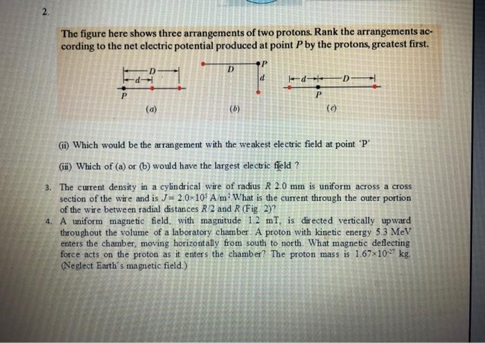 Solved The figure here shows three arrangements of two | Chegg.com