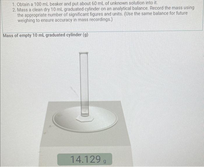 Solved 1. Obtain a 100 ml beaker and put about 60 mL of | Chegg.com