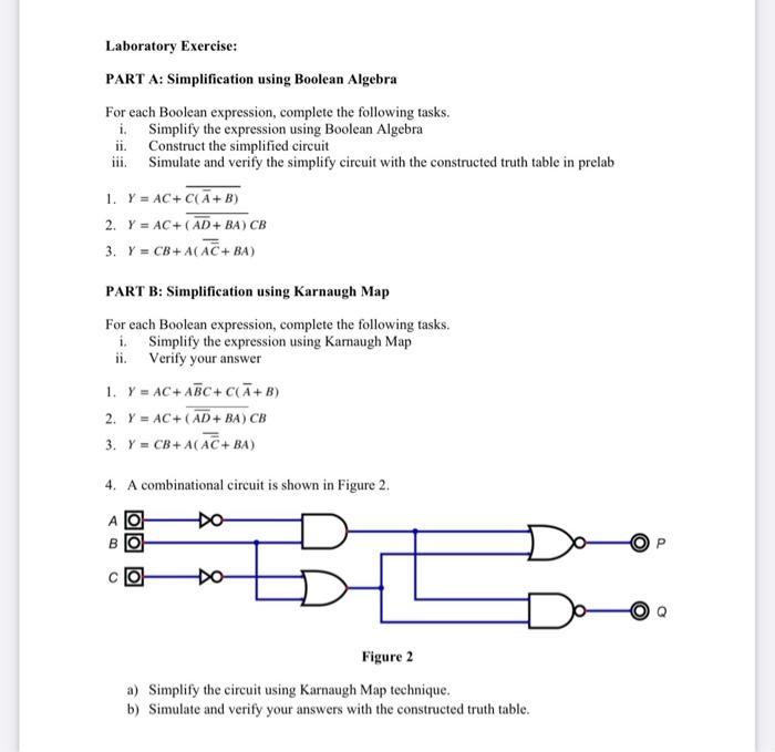 Solved PART A: Simplification Using Boolean Algebra For Each | Chegg.com