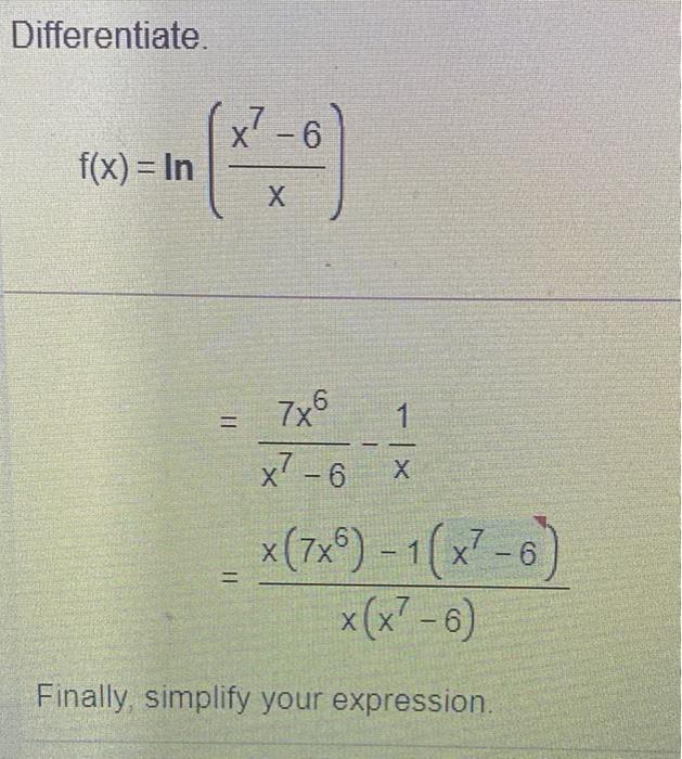 Solved When differentiating this problem how did they get | Chegg.com