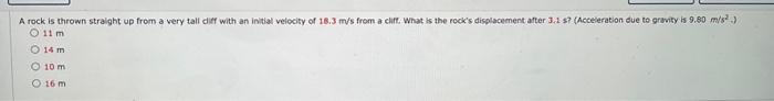 Solved A rock is thrown straight up from a very tall cliff | Chegg.com