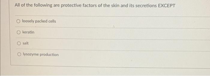 Solved All of the following are protective factors of the | Chegg.com