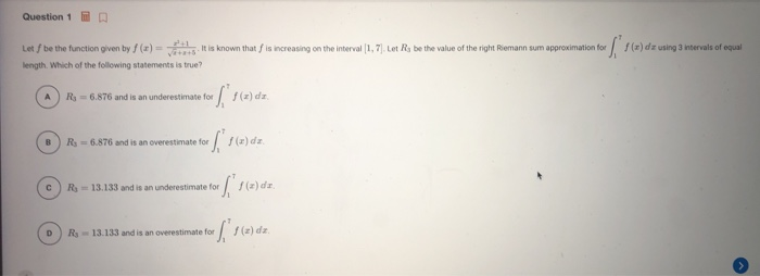 Solved Question 1 Hr F X Dx Using 3 Intervals Of Equal L Chegg Com