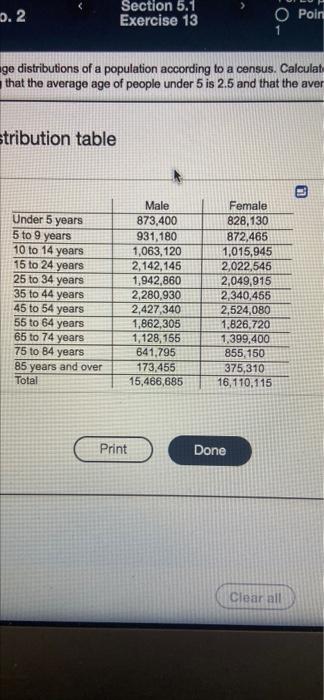 Solved the table below gives the age distrubutions of a | Chegg.com