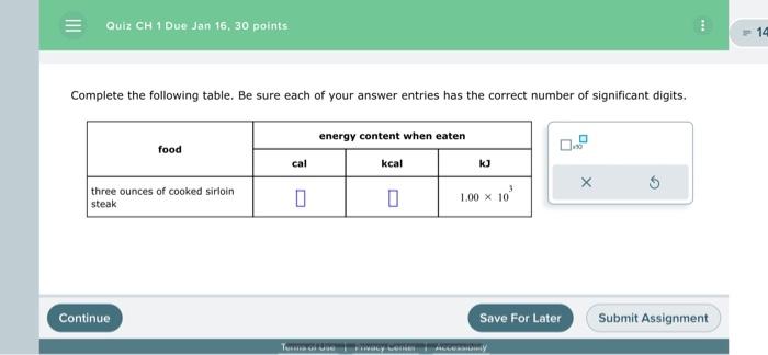 Solved Quiz CH 1 Due Jan 16, 30 points. Complete the | Chegg.com
