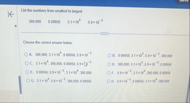 Solved List the numbers from smallest to | Chegg.com