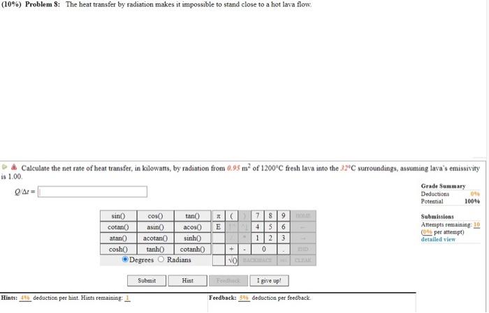 Solved (10%) Problem 8: The heat transfer by radiation makes | Chegg.com