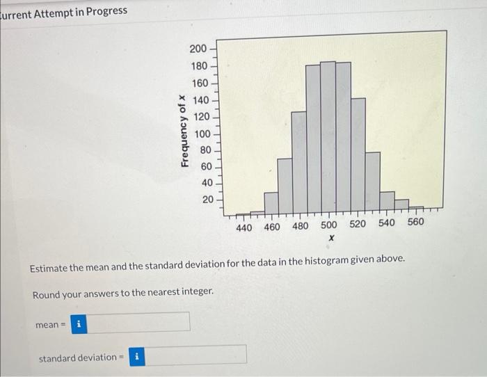 Solved urrent Attempt in Progress Estimate the mean and the | Chegg.com