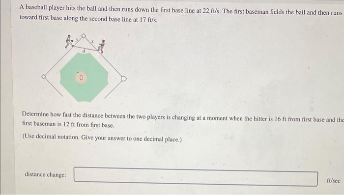 Solved A baseball player hits the ball and then runs down | Chegg.com